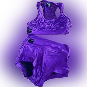 Kandi Kouture Dancewear 
Purple lace top and matching Short